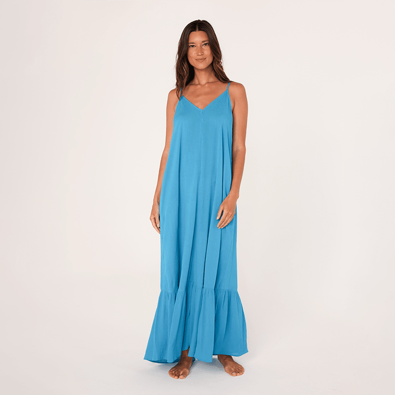 Rayon Gauze 2 Pocket Maxi Dress W/ Bottom Tier