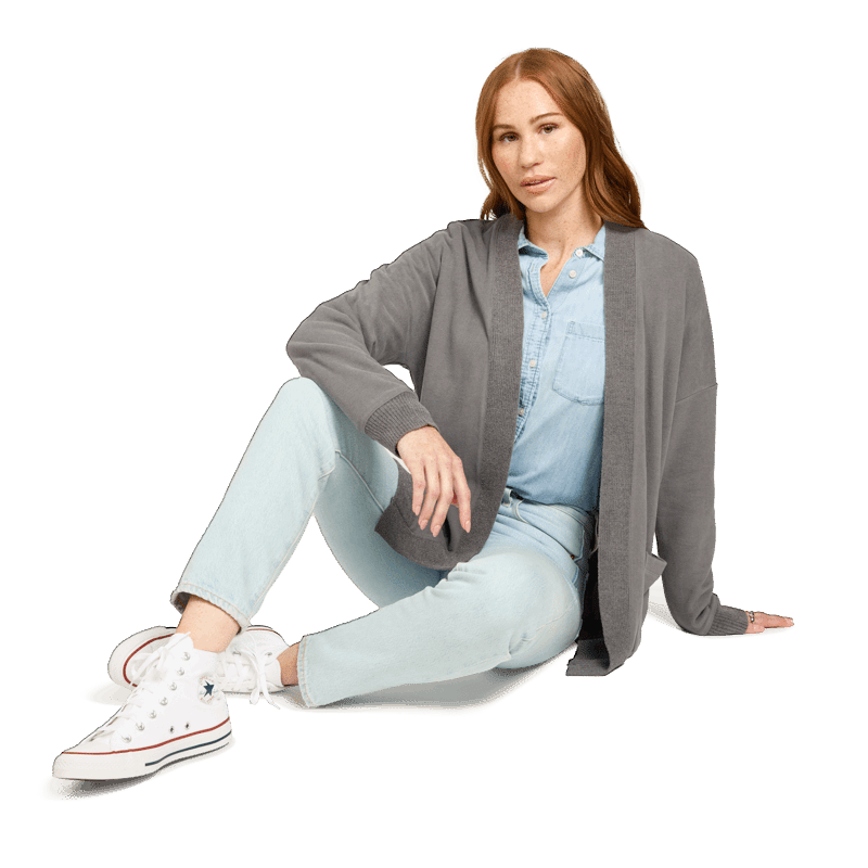 Malibu Collection® Brushed Fleece Sweater Mix Cardigan - S