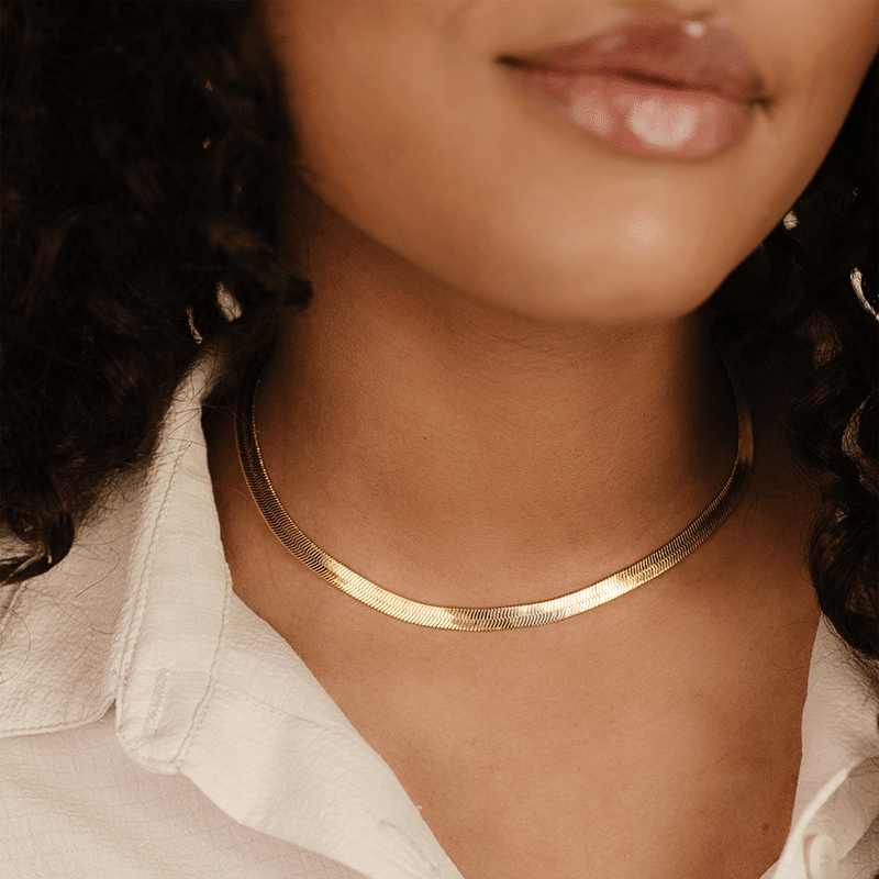 Brooklyn Flat Herringbone Chain Necklace