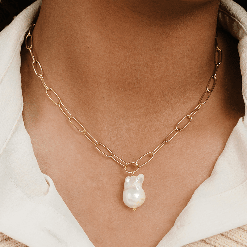 Single Pearl Chain Necklace