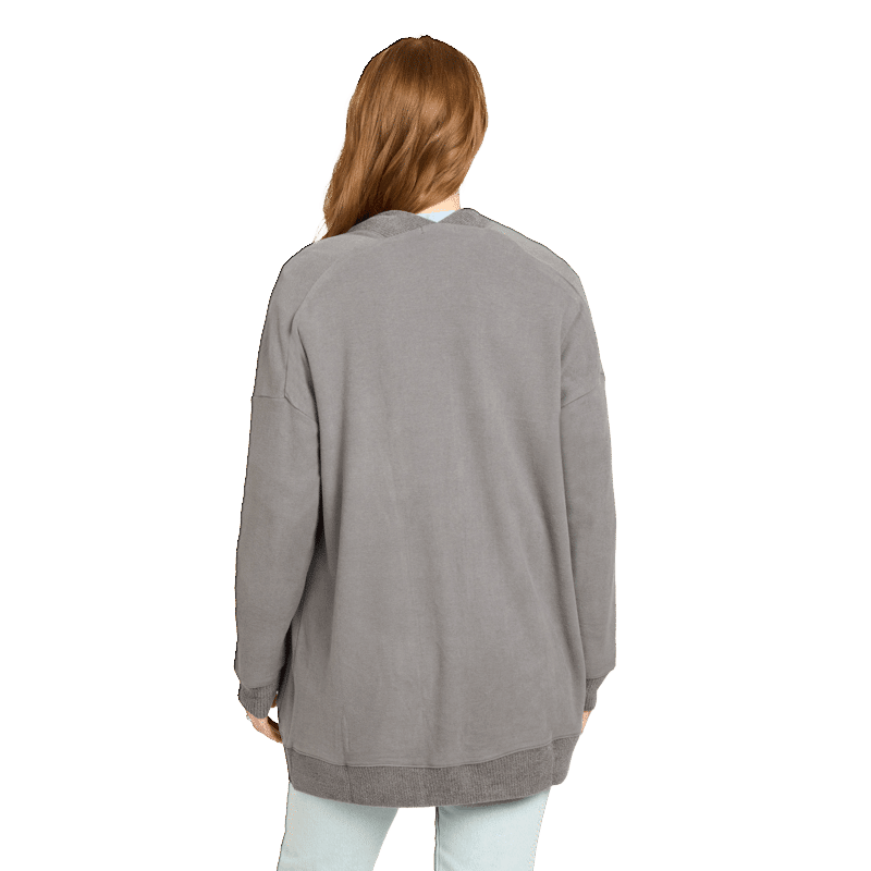 Malibu Collection® Brushed Fleece Sweater Mix Cardigan - S