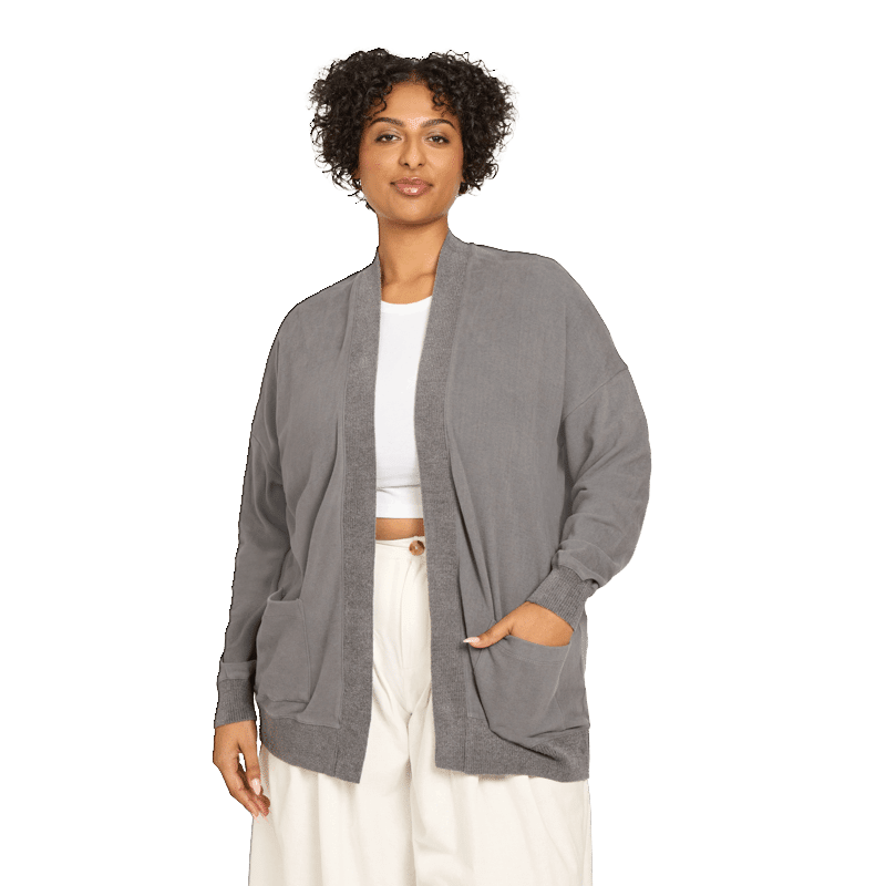 Malibu Collection® Brushed Fleece Sweater Mix Cardigan