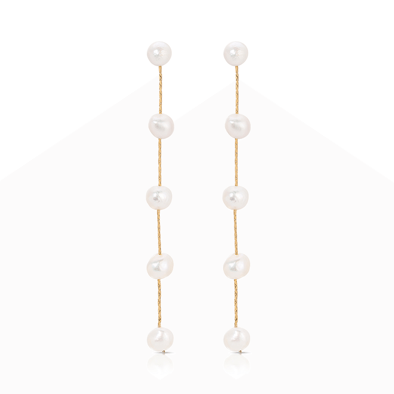 Dripping Pearl Delicate Drop 18k Gold Plated Earrings