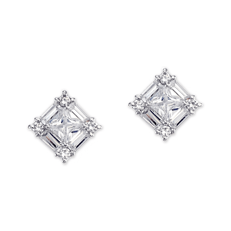 3 Cttw Pear Cz Sterling 3 Prong Stud
