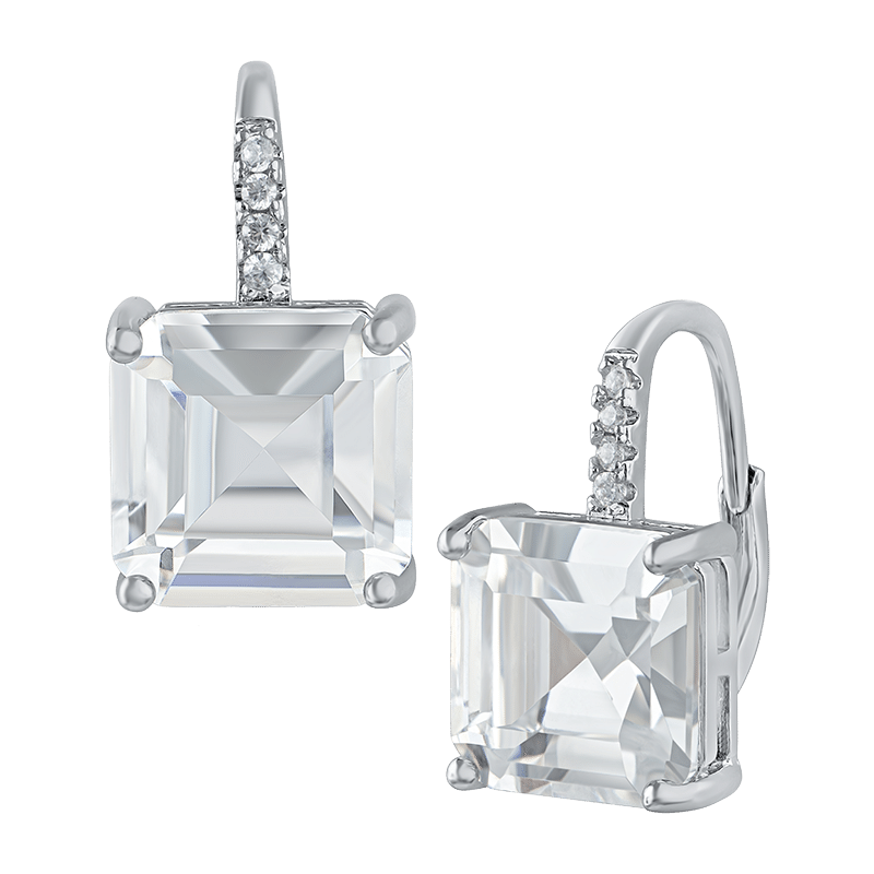 7 Cttw Asscher Cut Cz Delicate Drop Ear