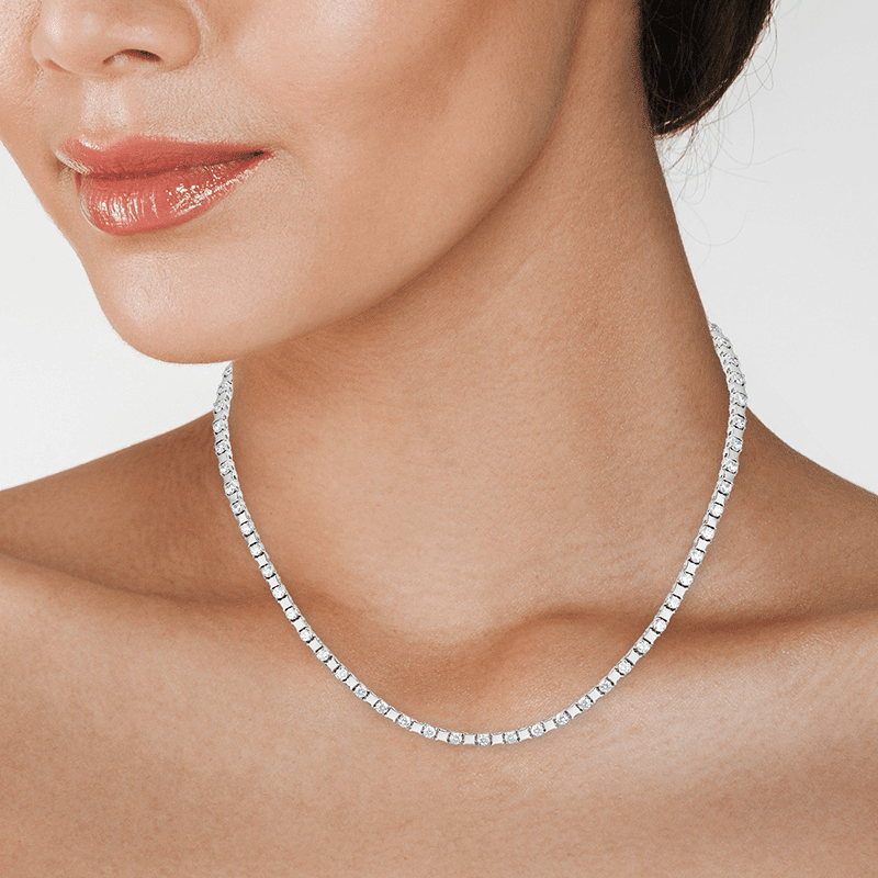 10 Cttw Round Cz W/Alt Stones Tennis Necklace