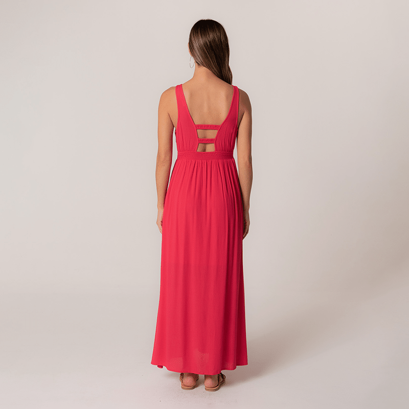 V-Neck Button Down Maxi Dress