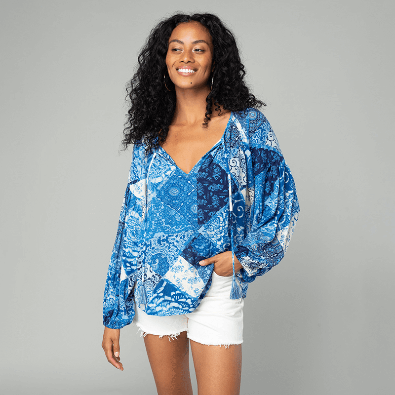 Raglan Balloon Sleeve Blouse