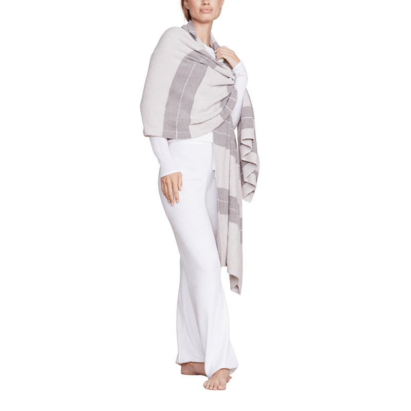 Cozychic Lite Pinched Stripe Blanket Scarf in Silver/Pewter
