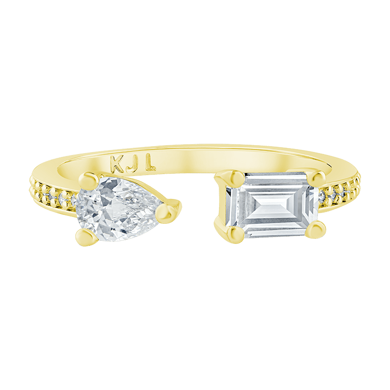 1 Cttw Pear/Emerald/Pave CZ Open Front Ring - 7