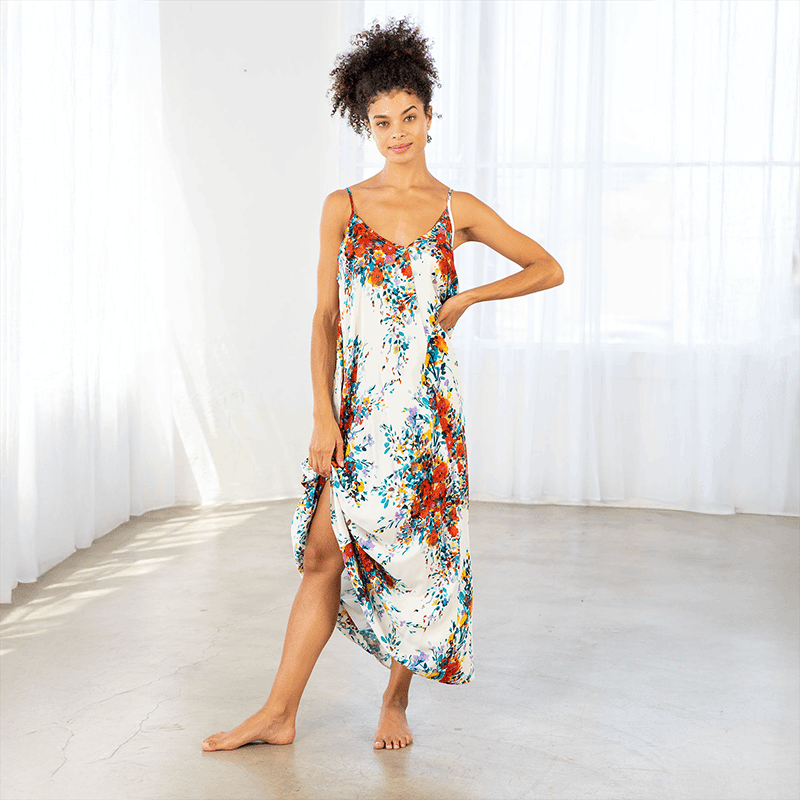 Spaghetti Strap V-Neck Maxi Slip Dress