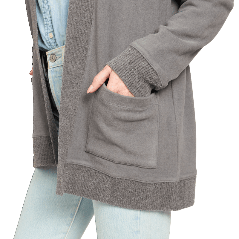 Malibu Collection® Brushed Fleece Sweater Mix Cardigan - S