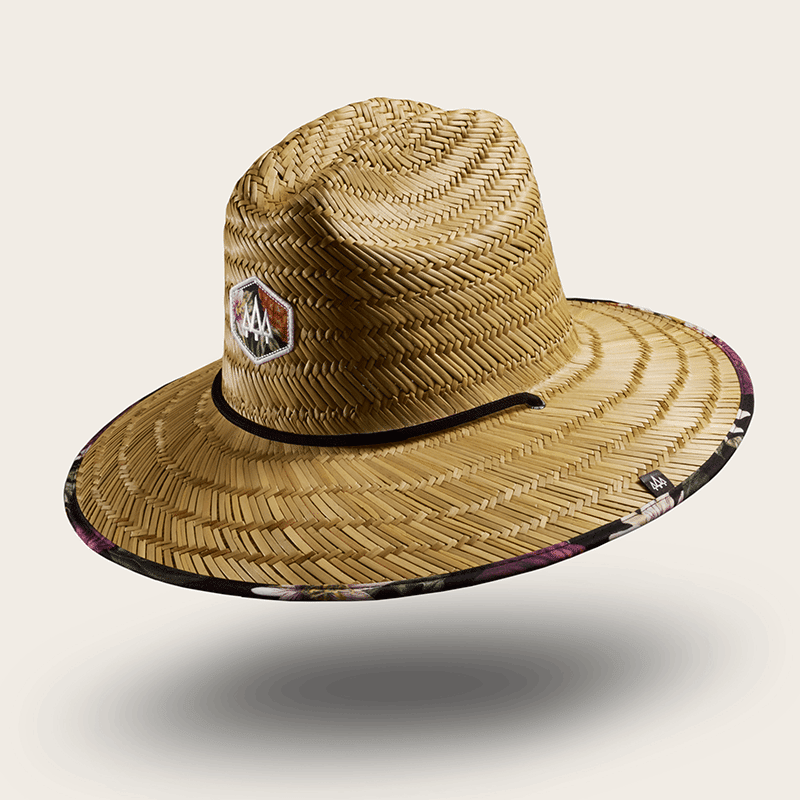 Straw Lifeguard Hat with Printed Brim
