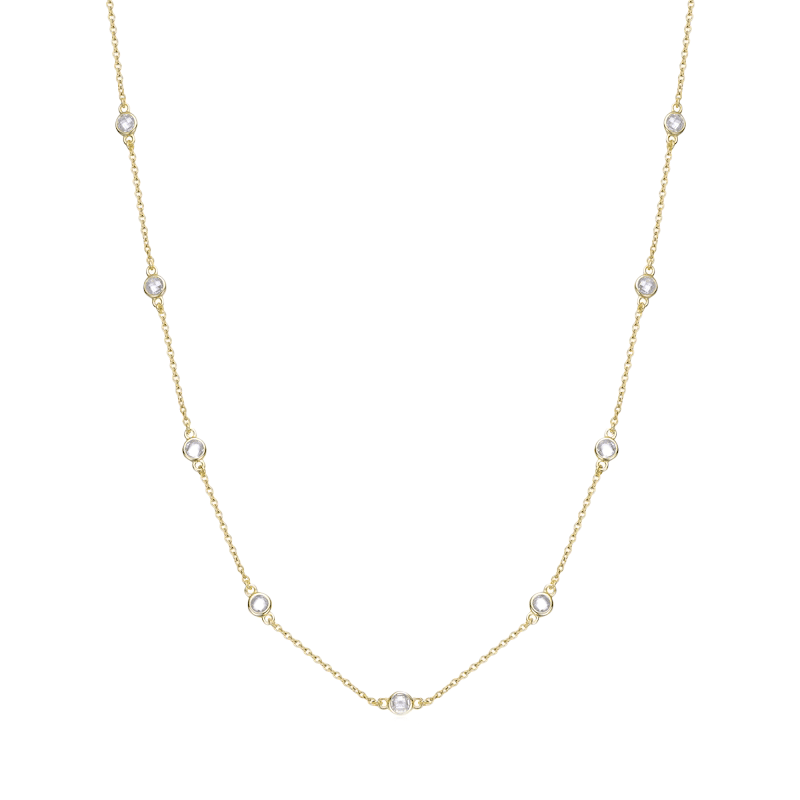 14K Gold Plated Round Bezel Necklace