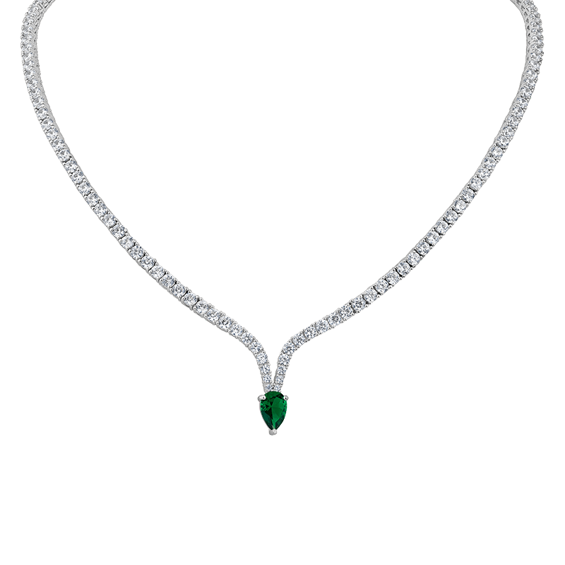 28Cttw Tapper Point Pear Cz Collar Necklace