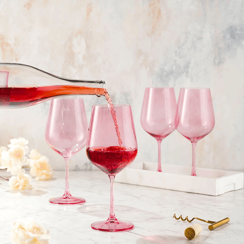 Rose Red Wine Glasses (Set of 4)