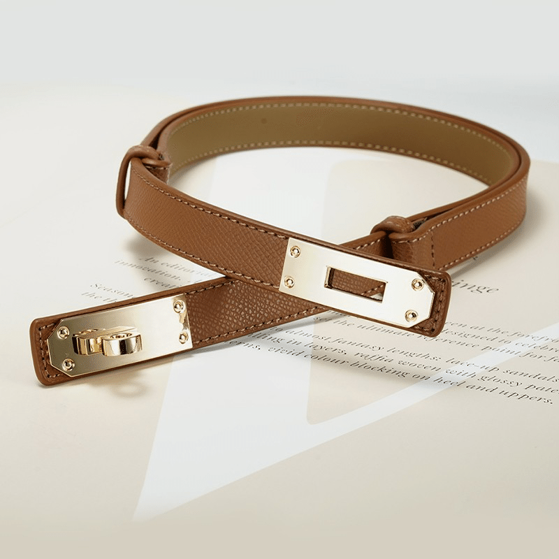Adjustable Belt with Turn-Lock Buckle for Dresses & Jeans