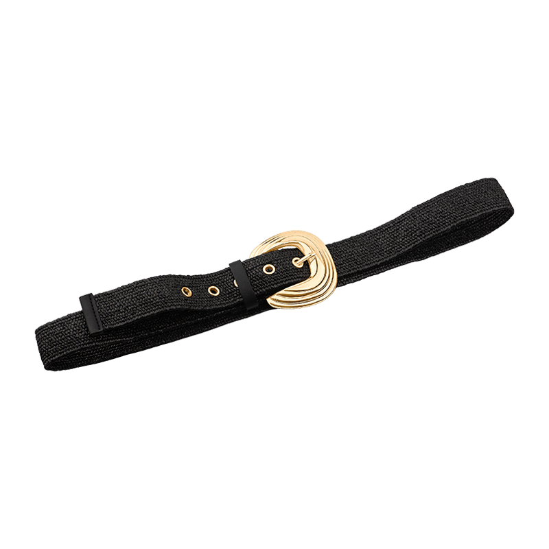 1.5" Stretch Straw W/Gold Ridged Buckle