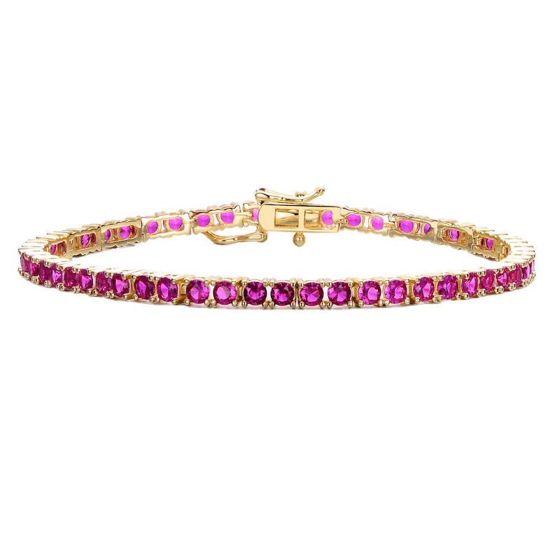 14K Gold Plated Ruby Red Tennis Bracelet