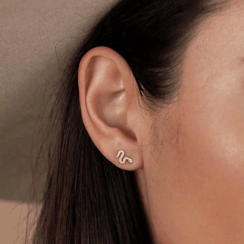Pave Stud Snake Earrings
