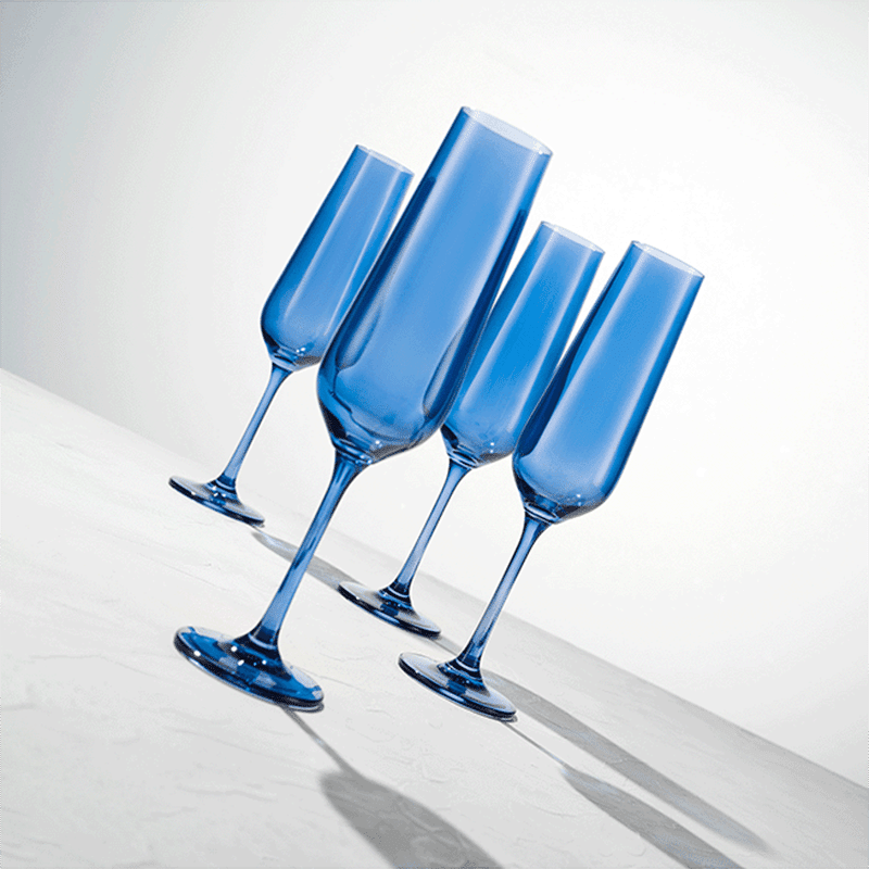 Sheer Navy Champagne Flutes (Set of 4)