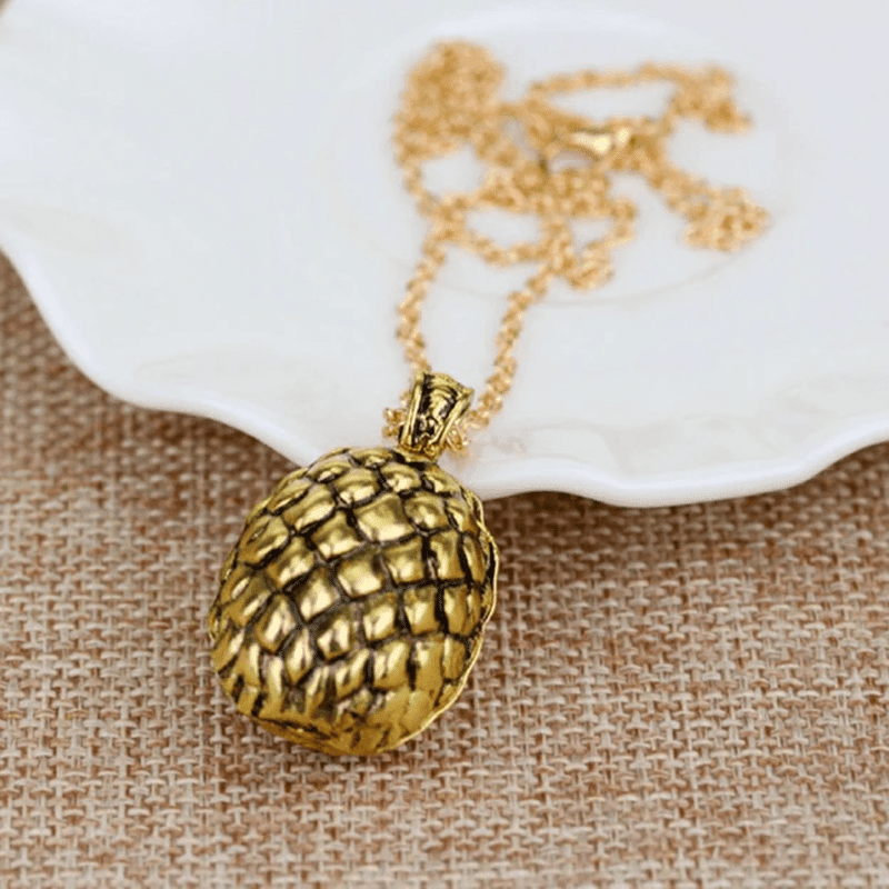 Gold Dragon Egg Pendant Necklace