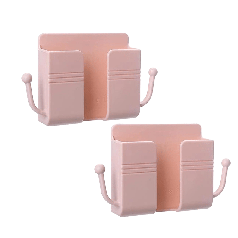 Wall Mounted Phone Holder with Hooks (2 Pack)