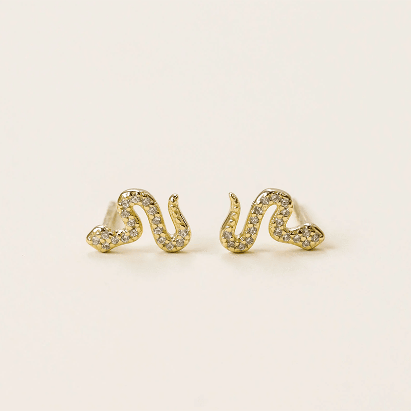 Pave Stud Snake Earrings