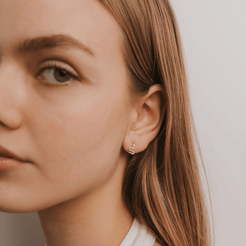 Pave Stud Snake Earrings
