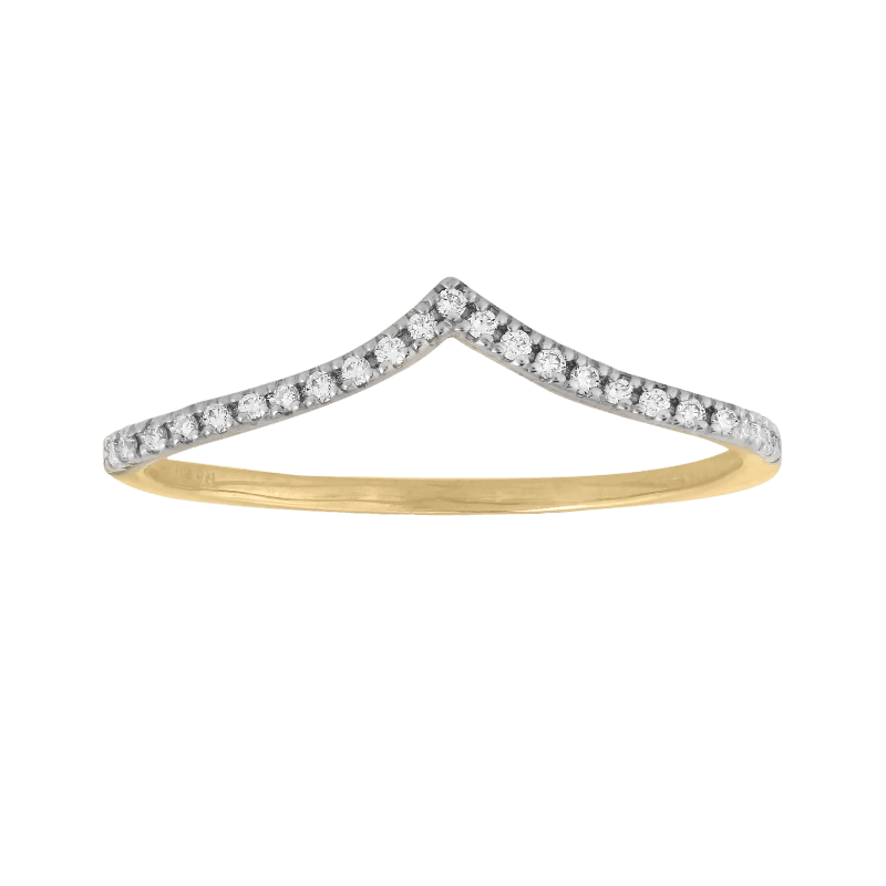 14k Gold Diamond Wishbone Stacking Ring