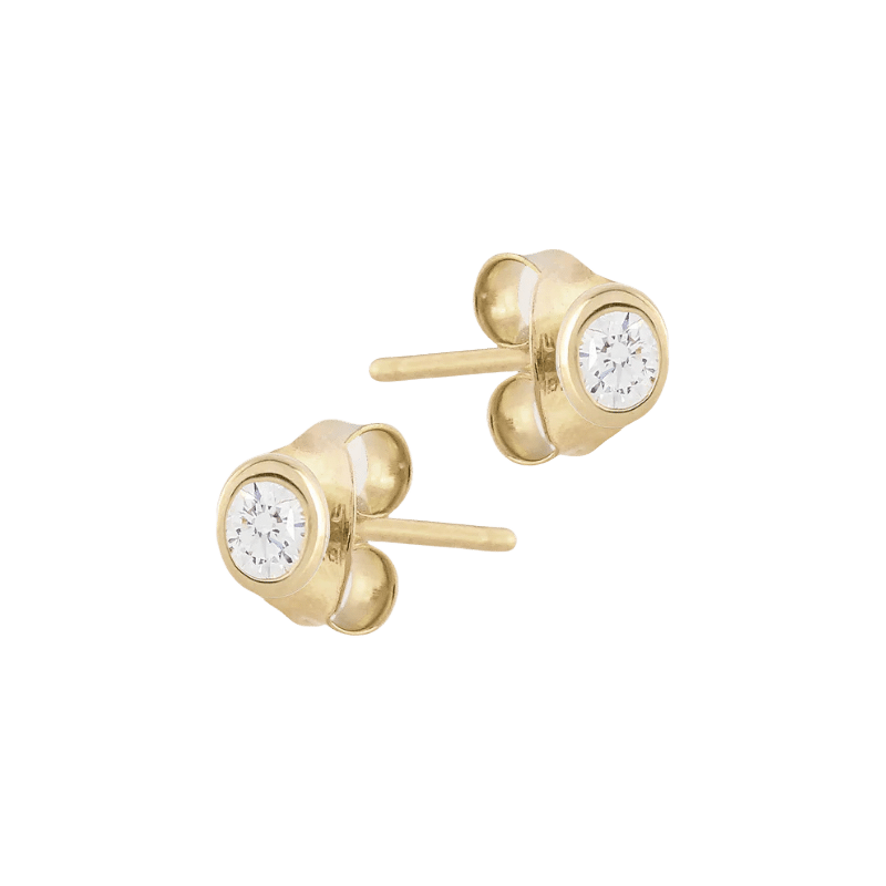 14K Gold Bezel Set Lab Grown Diamond Stud Earrings