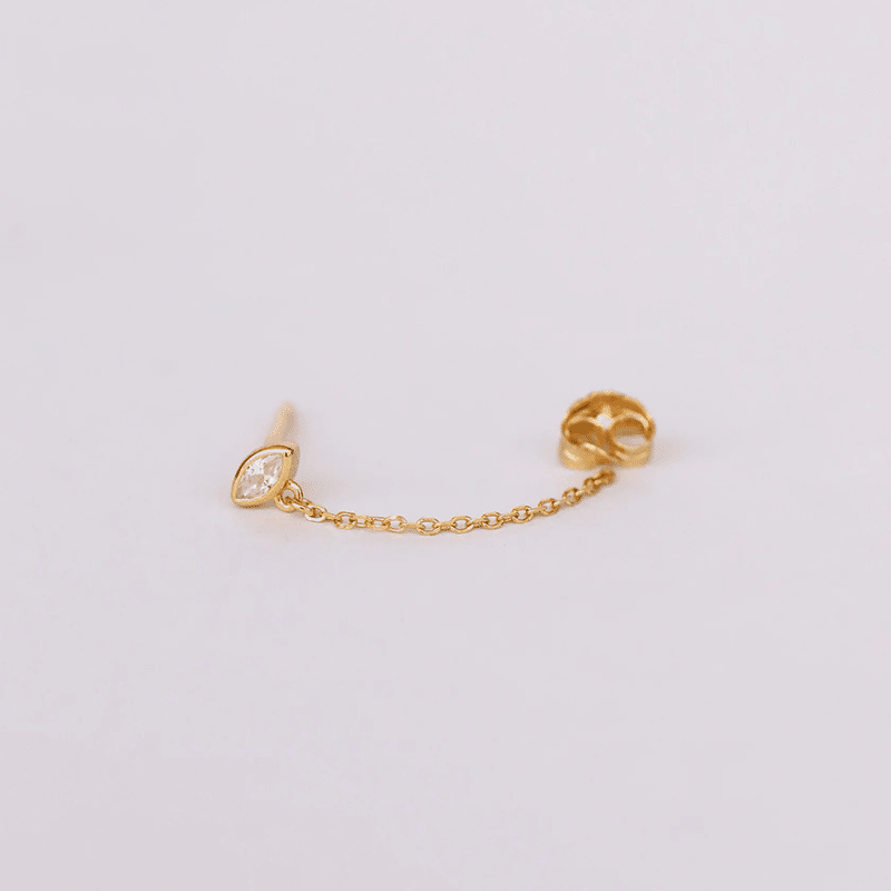 Chain Huggie Stud Gold Earrings