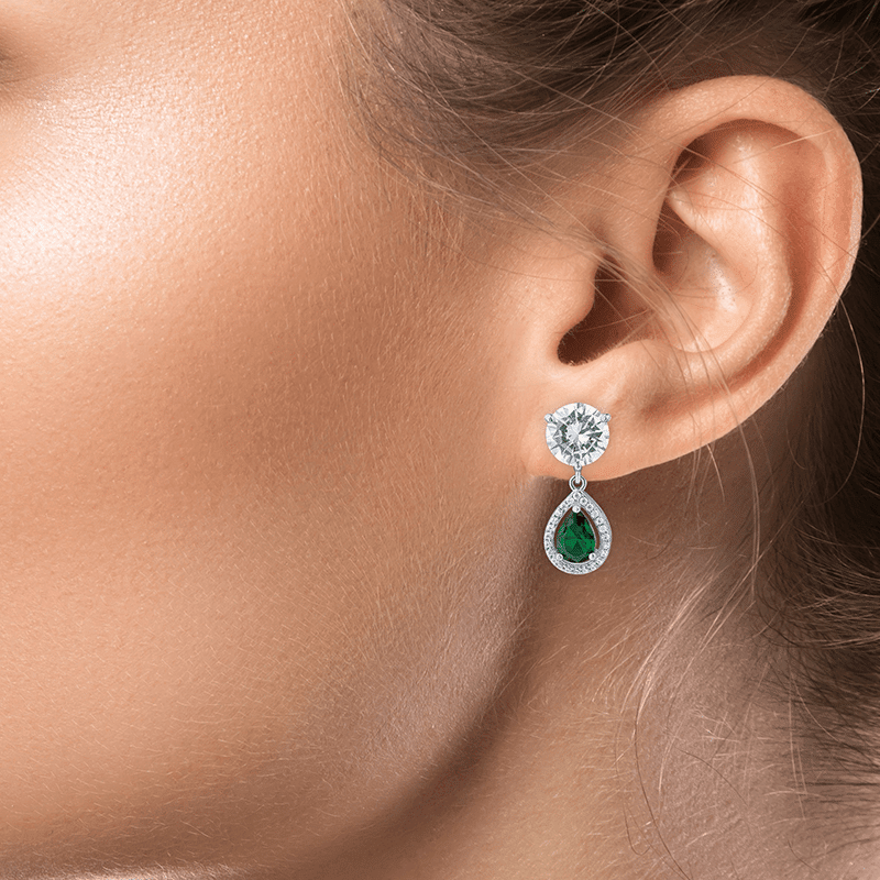 5 Cttw Multi Cz Stud/Pear Halo J Earrings