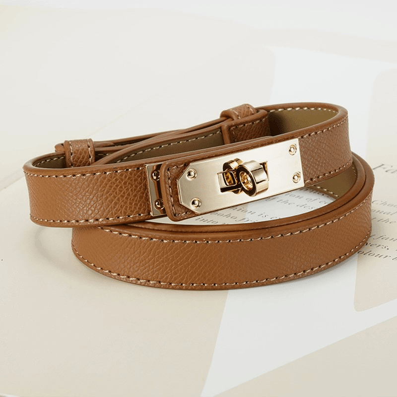 Adjustable Belt with Turn-Lock Buckle for Dresses & Jeans