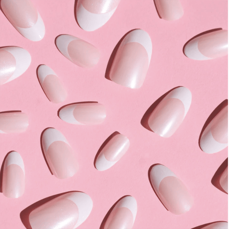 Glazed French Tip Press On Nails