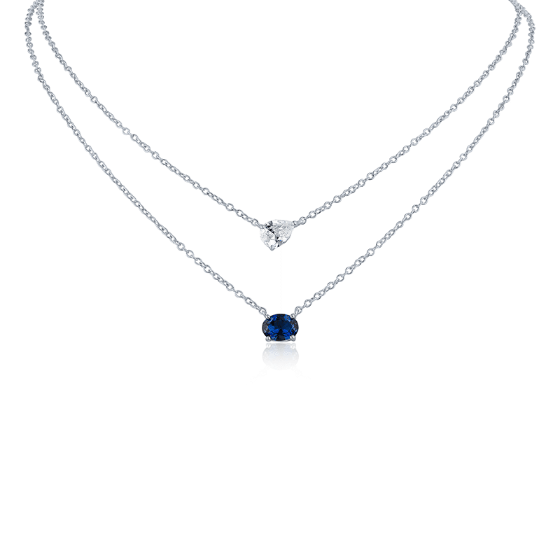 2.25 Cttw Pear Oval Two Row Pendant