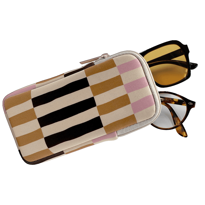 Linear Checkered Double Eye Glass Case
