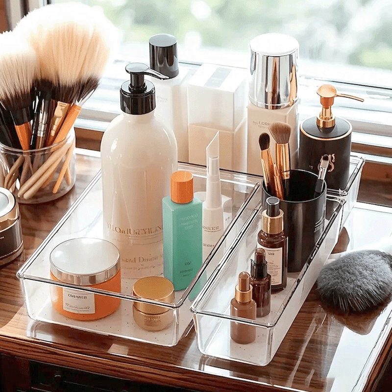 25 Piece Clear Plastic Drawer Organizer Set