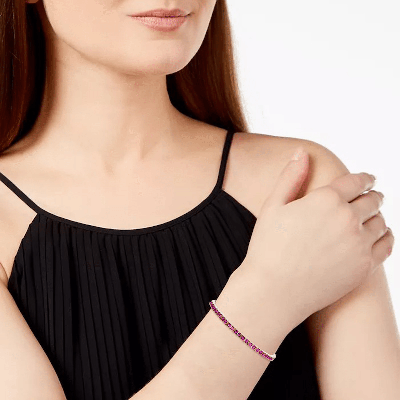 14K Gold Plated Ruby Red Tennis Bracelet