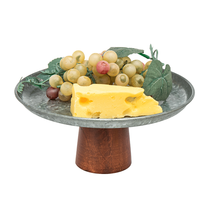Cake Plate with Wood Base