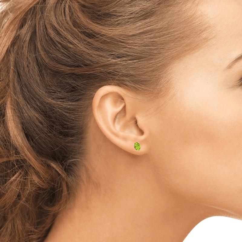 Oval Peridot Studs