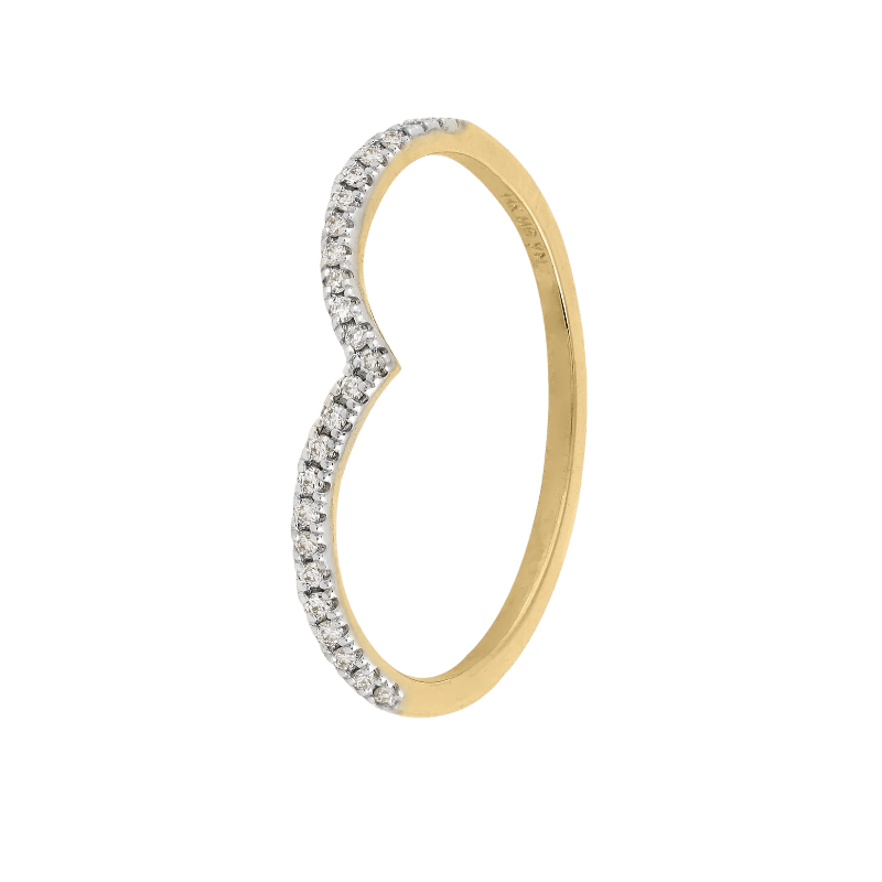 14k Gold Diamond Wishbone Stacking Ring