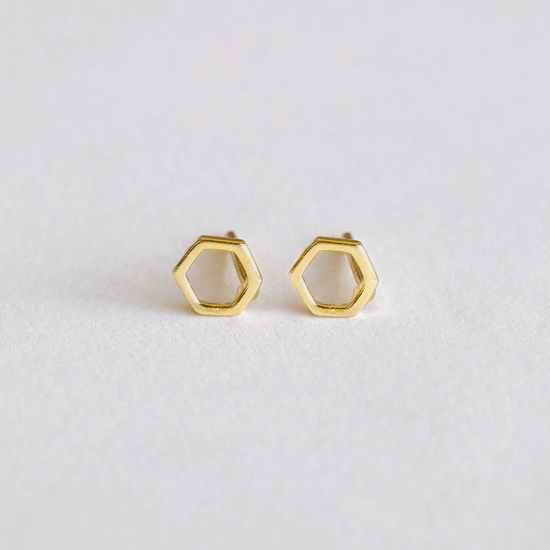 Minimalist Hexagon Earrings