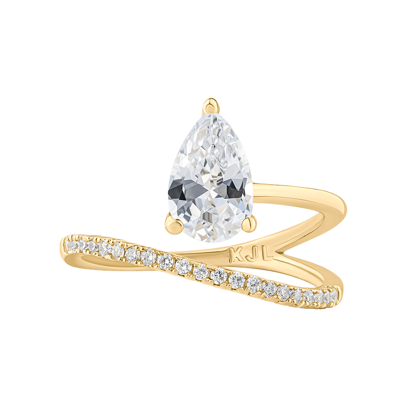 3 Cttw Pear/Pave Cz Wrap Ring