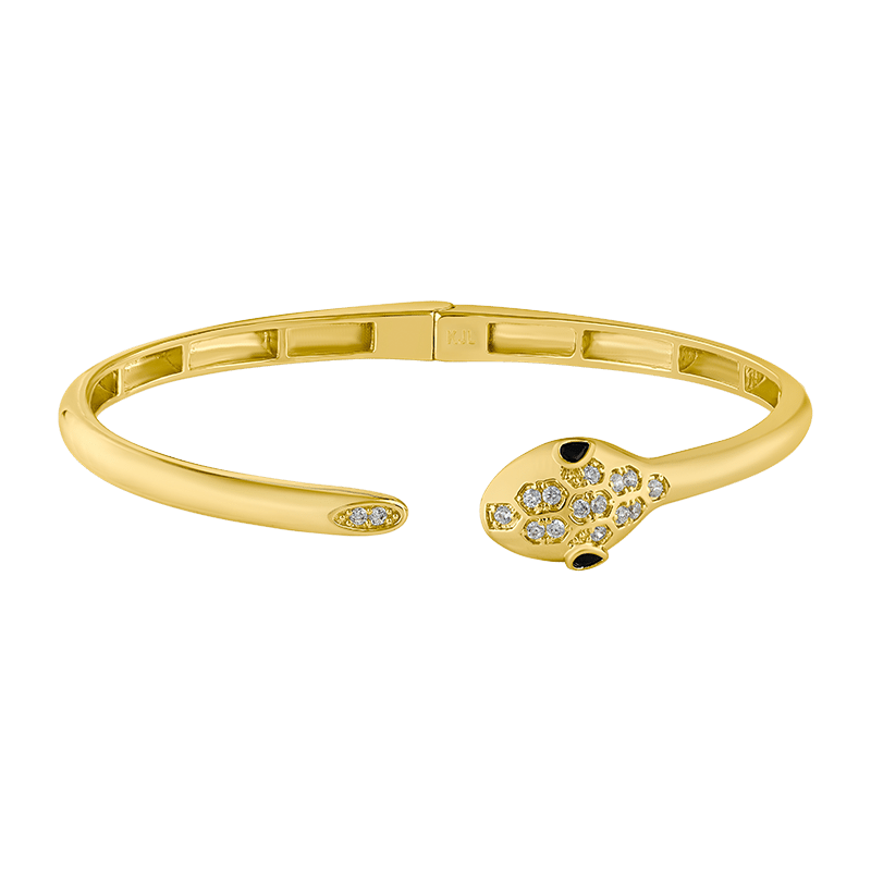 .85Cttw Pave Snake Head Hinged Cuff Bracelet