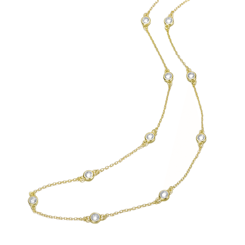 14K Gold Plated Round Bezel Necklace