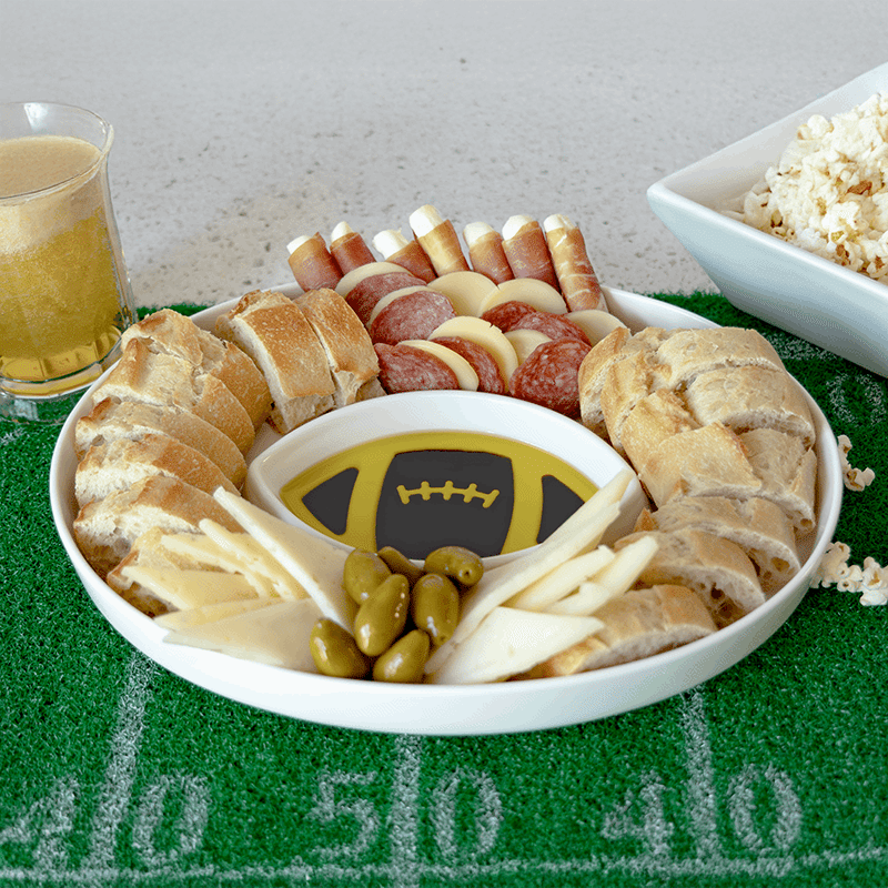 Porcelain Football Olive Oil & Balsamic Vinegar Dipping Platter