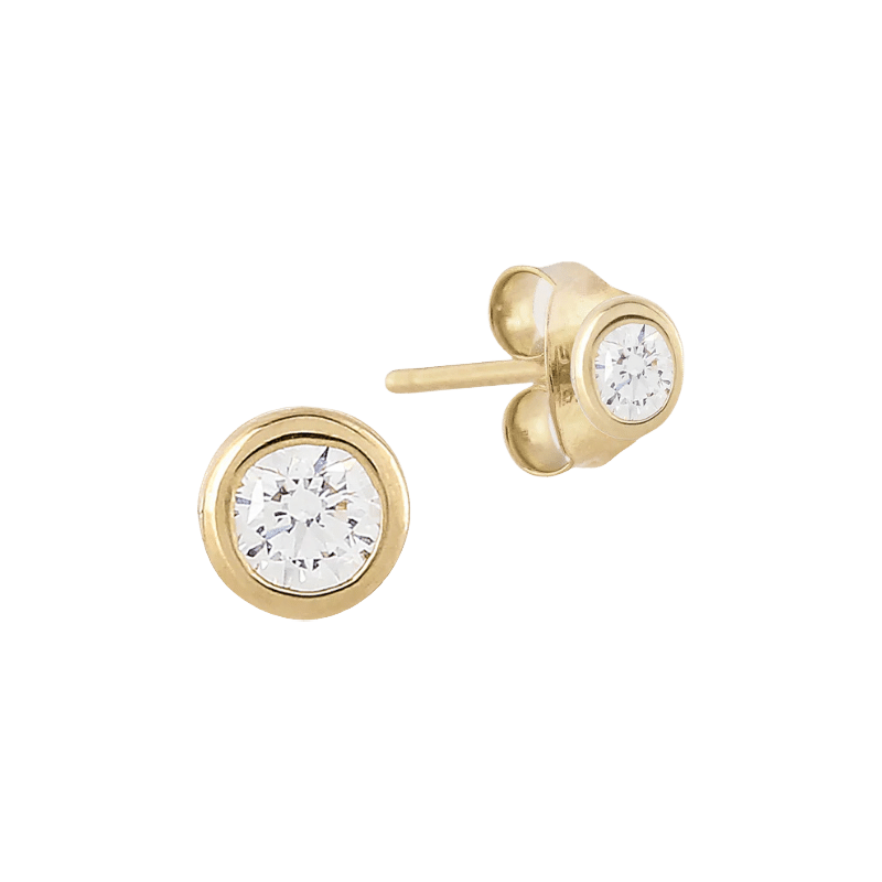 14K Gold Bezel Set Lab Grown Diamond Stud Earrings