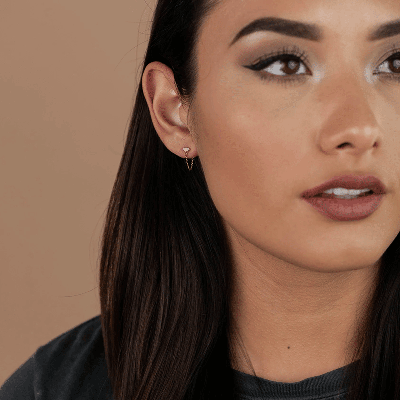 Chain Huggie Stud Gold Earrings