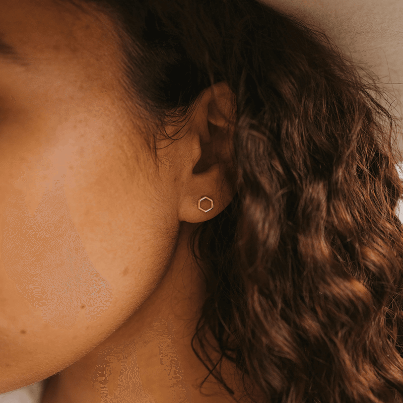 Minimalist Hexagon Earrings